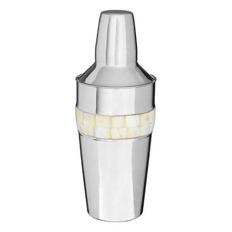 Silver Cocktail Shaker With Mother Of Pearl Inlay