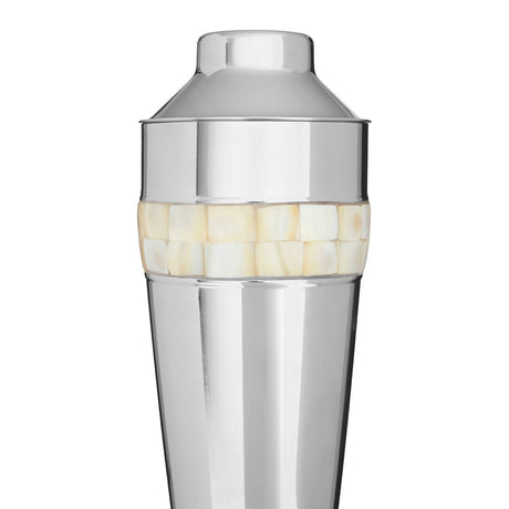 Silver Cocktail Shaker With Mother Of Pearl Inlay