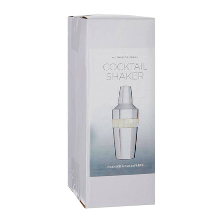Silver Cocktail Shaker With Mother Of Pearl Inlay