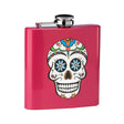 Hip Flask Skull Design With Pink Finish