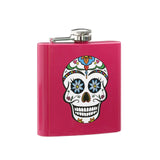 Hip Flask Skull Design With Pink Finish
