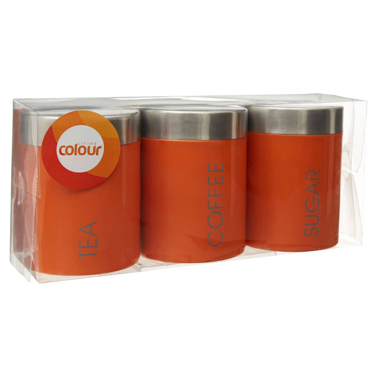 Orange Enamel Tea Coffee & Sugar Set