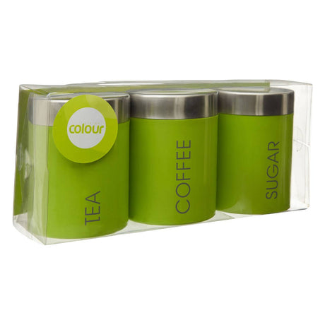 Lime Green Enamel Tea Coffee & Sugar Set