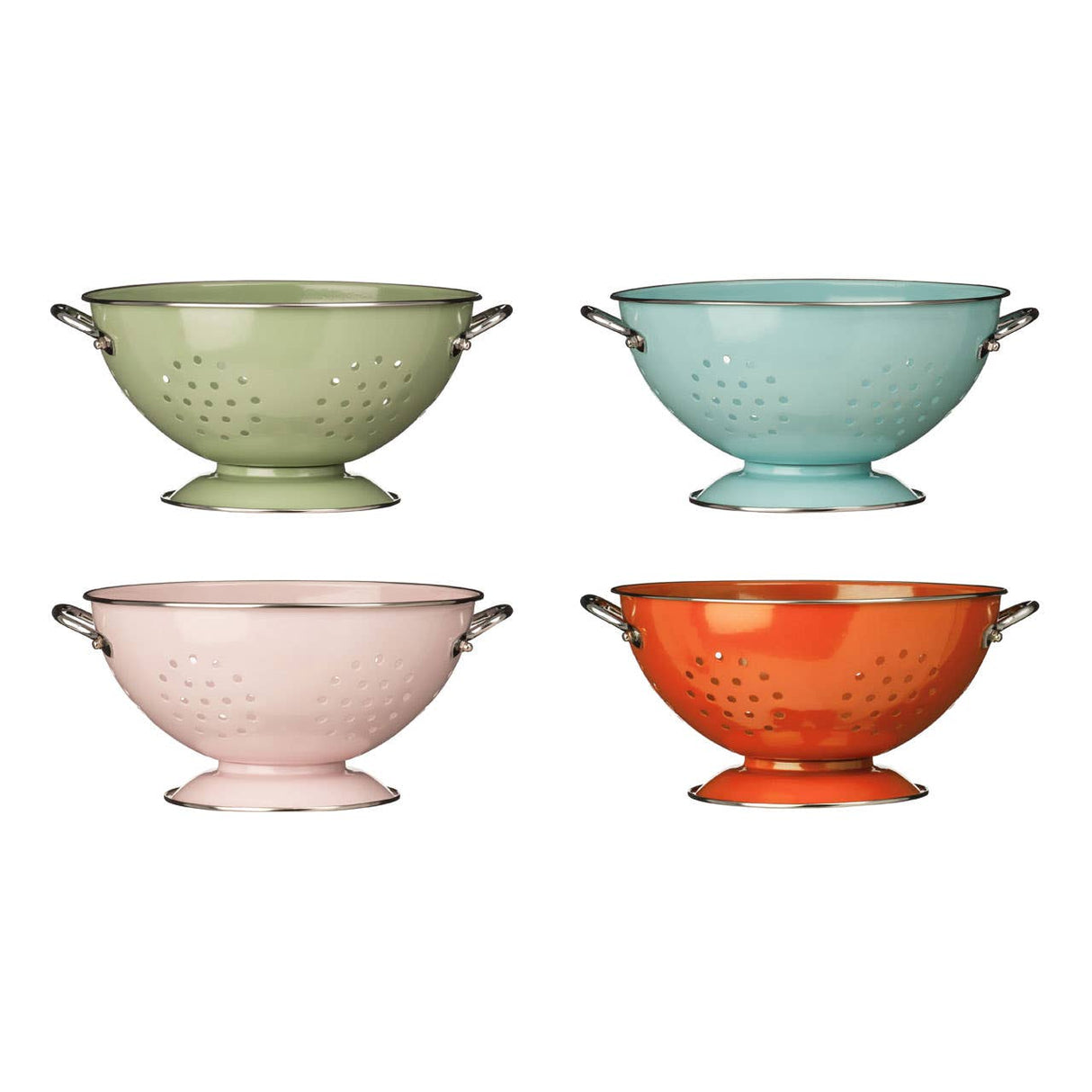Pastel Pink Enamel Retro Colander