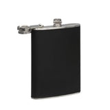 Black Leather Effect Stainless Steel Hip Flask Set