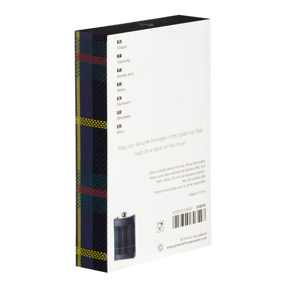 Green Tartan Hip Flask