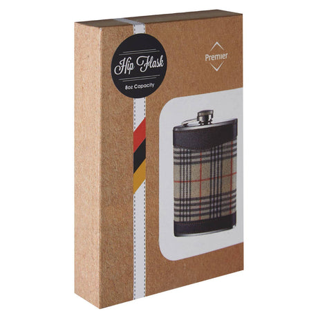 Cream Tartan Hip Flask