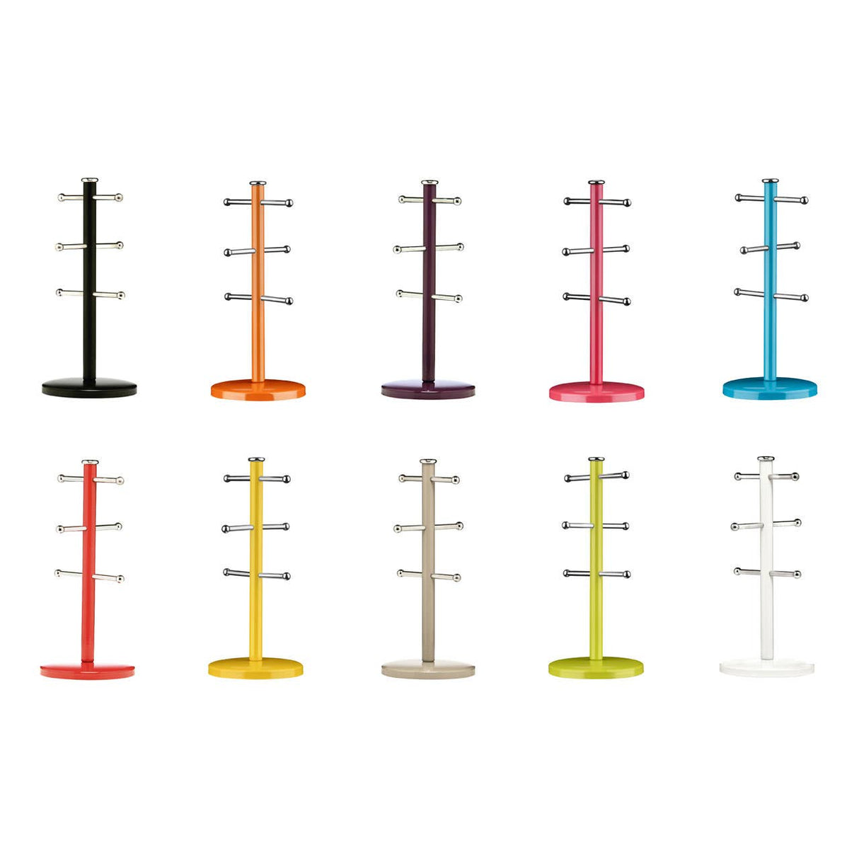 Matt Black and Metal 6 Cup Mug Tree