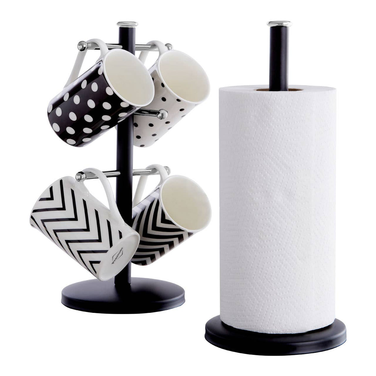 Matt Black and Metal Kitchen Roll Holder