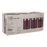 Purple Enamel Tea Coffee and Sugar Set