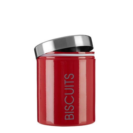 Red Enamel Biscuit Canister