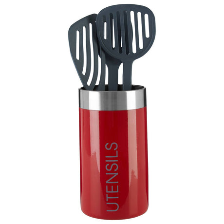 Red Enamel Utensils Holder