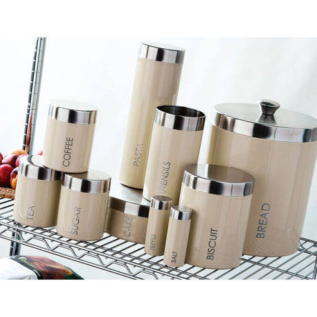 Cream Enamel Tea Coffee and Sugar Set