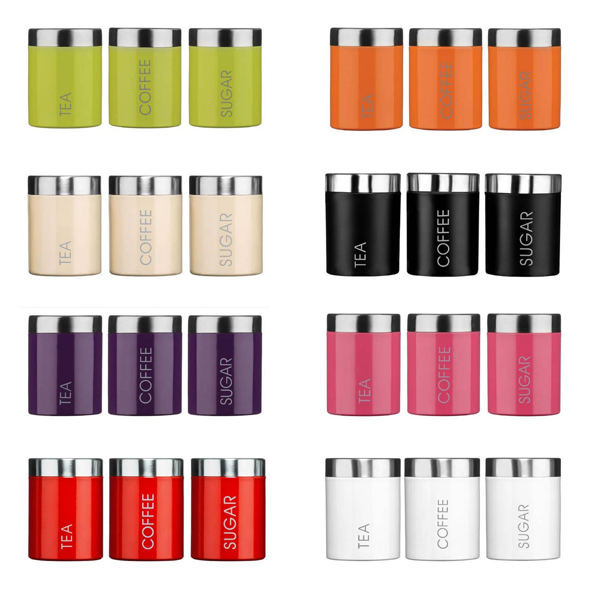 Cream Enamel Tea Coffee and Sugar Set