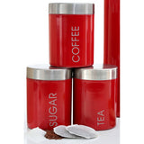 Red Enamel Tea Coffee and Sugar Set