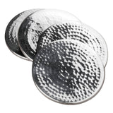 Set Of Four Hammered Effect Stainless Steel Coasters
