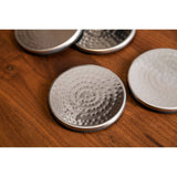 Set Of Four Hammered Effect Stainless Steel Coasters