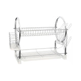 2 Tier Dish Drainer with White Plastic Tray