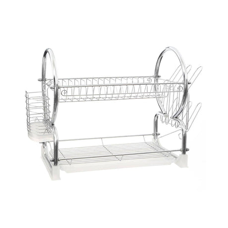 2 Tier Dish Drainer with White Plastic Tray