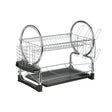 2 Tier Dish Drainer with Black Plastic Tray