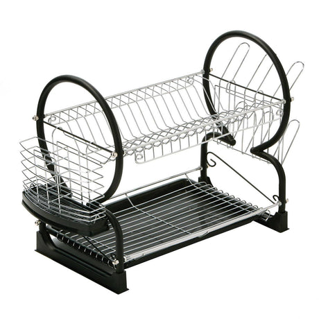 Black Enamel Coated Frame 2 Tier Dish Drainer