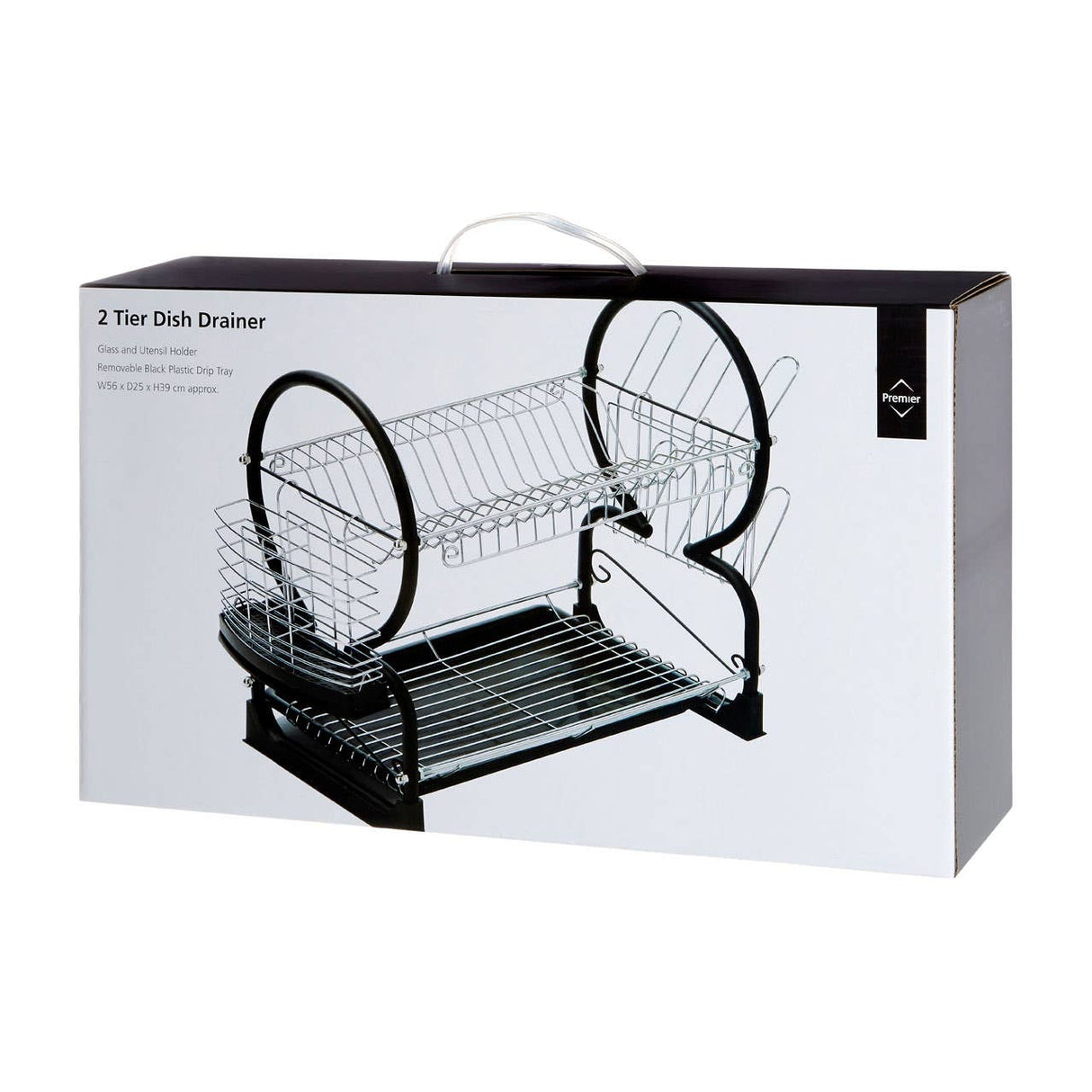 Black Enamel Coated Frame 2 Tier Dish Drainer