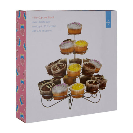 4 Tier Silver Wire 23 Cups Cupcake Stand