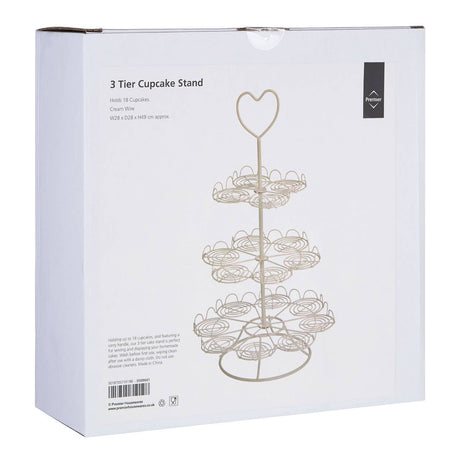 3 Tier Cream Wire 18 Cups Cupcake Stand