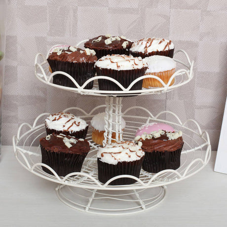 2 Tier Cream Wire Cake Stand