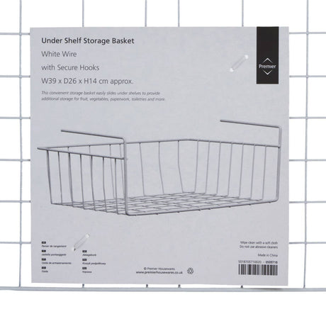 White Under Shelf Large Storage Basket