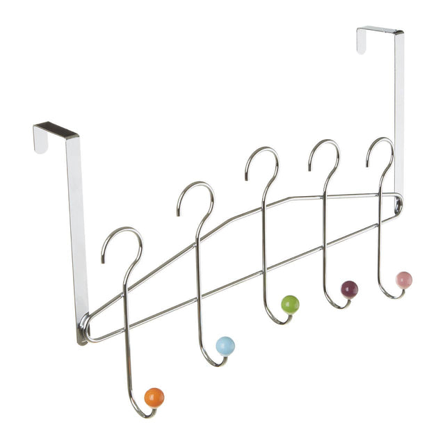 Multicoloured 5 Hook Over Door Hanger