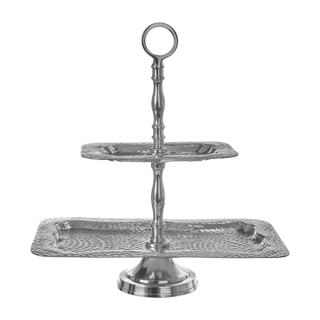 Bailey 2 Tier Hammered Aluminium Cake Stand