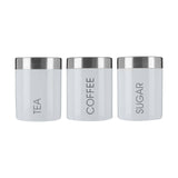 White Enamel Tea Coffee and Sugar Set