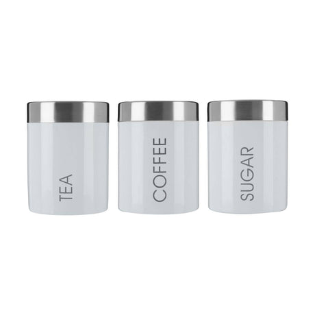 White Enamel Tea Coffee and Sugar Set