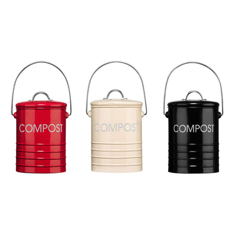 Cream Compost Bin with Handle
