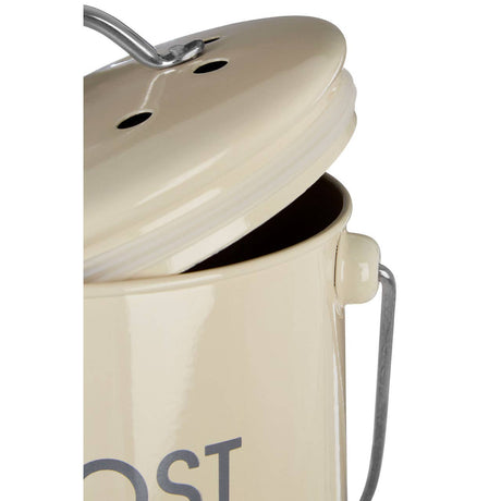 Cream Compost Bin with Handle