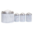 4Pc White Marble Effect Storage Set
