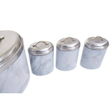 4Pc White Marble Effect Storage Set