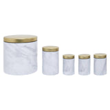 5Pc White Marble Effect Storage Set