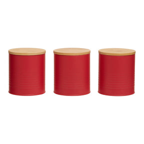 Set Of Three Alton Red Cannisters