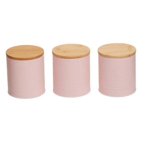 Set Of Three Alton Pink Cannisters