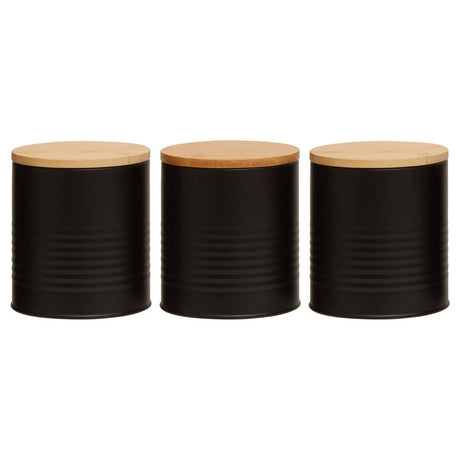 Set Of Three Alton Black Cannisters
