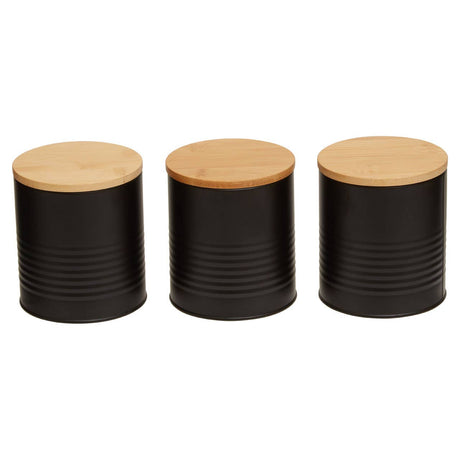 Set Of Three Alton Black Cannisters