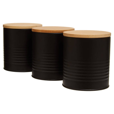 Set Of Three Alton Black Cannisters