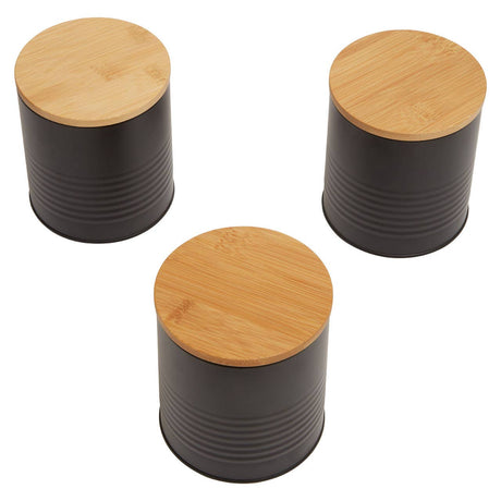 Set Of Three Alton Black Cannisters