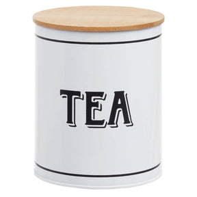 Grocer White Metal Tea Canister