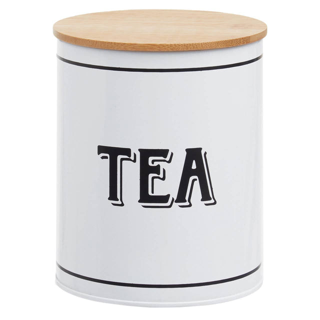Grocer White Metal Tea Canister
