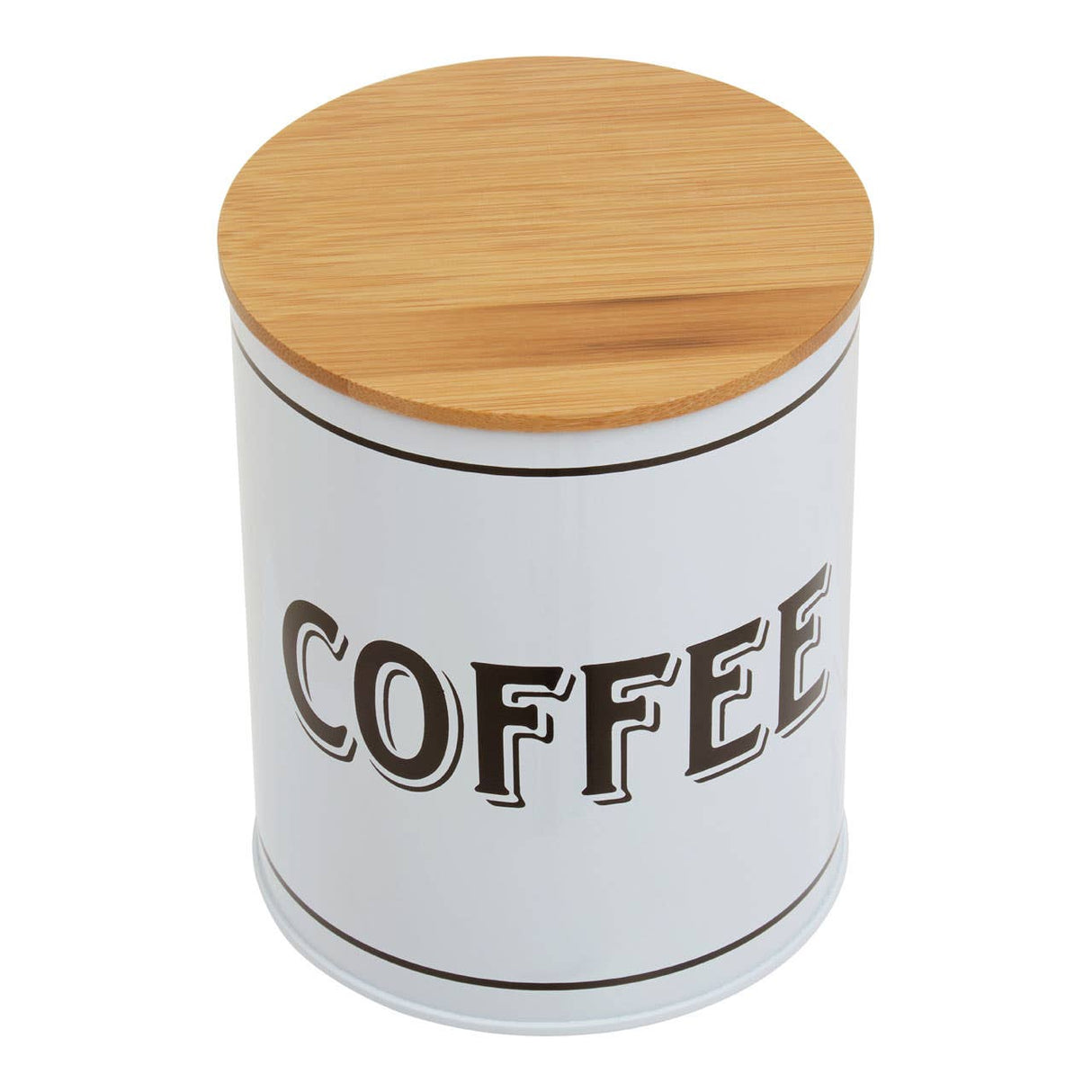 Grocer White Metal Coffee Canister