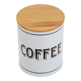 Grocer White Metal Coffee Canister