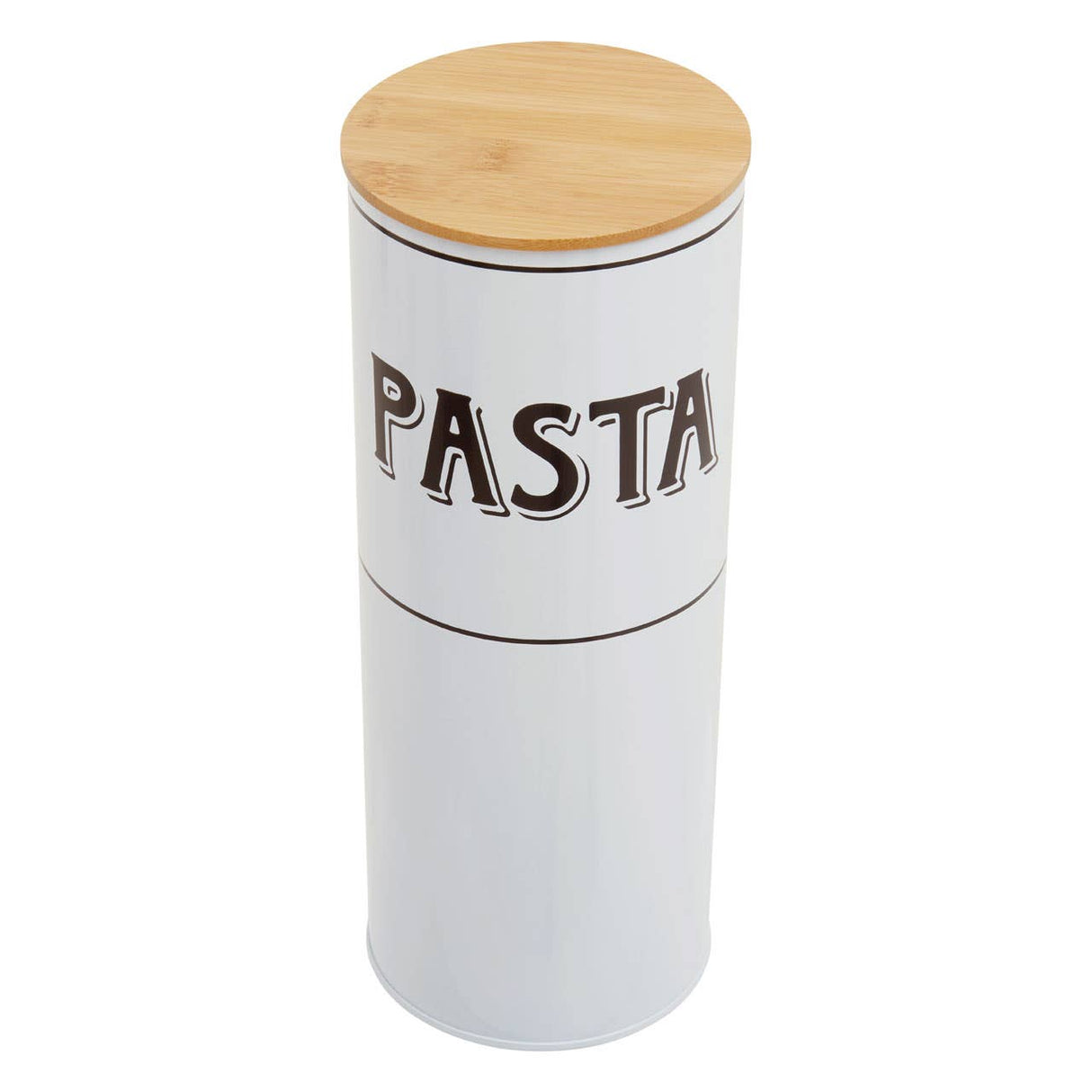 Grocer White Metal Pasta Canister
